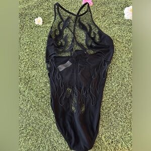 Thistle and Spire Black Flame Mesh Bodysuit
